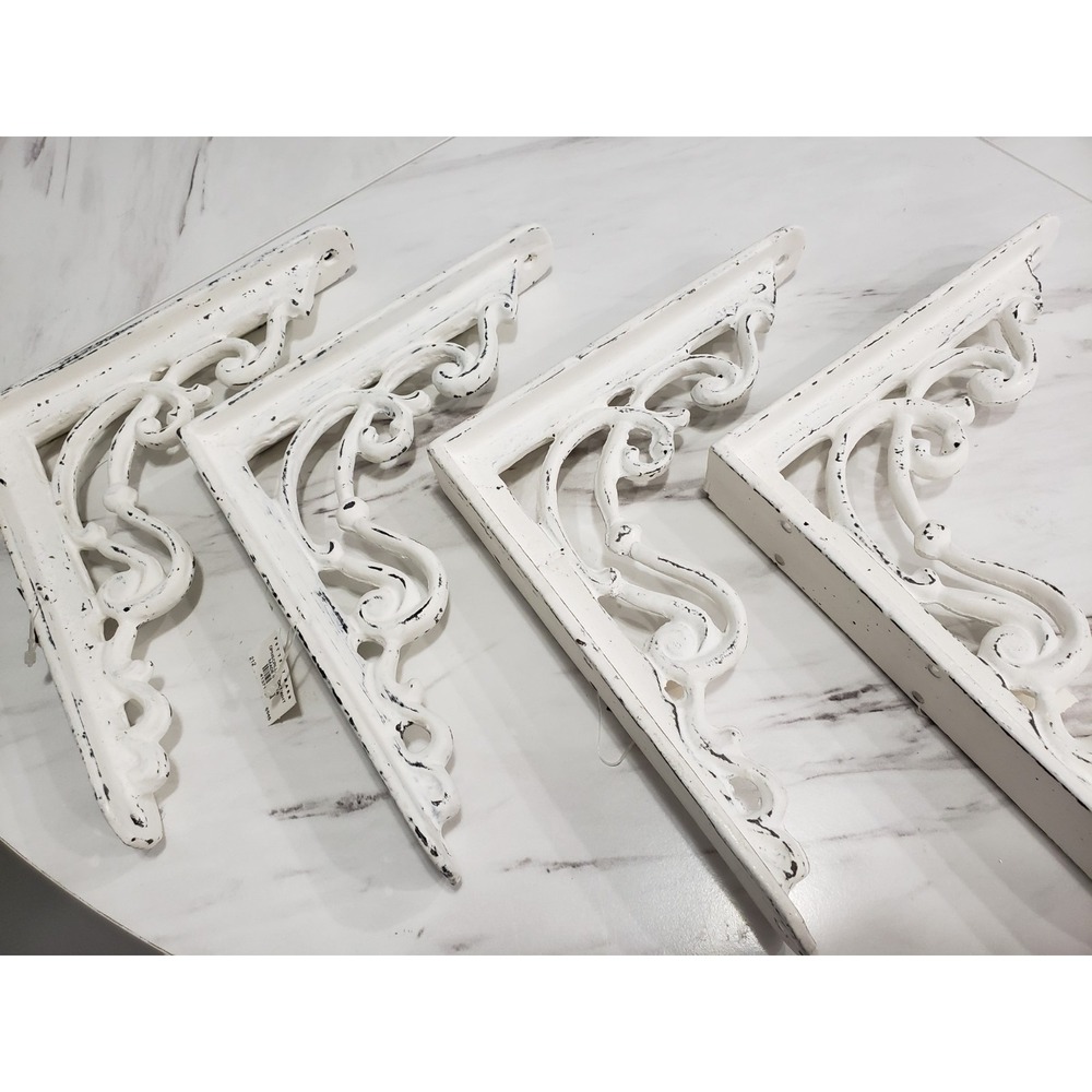 Pottery Barn Open Scroll Wall Bracket White LOT cottagecore victorian SET SHELF‎